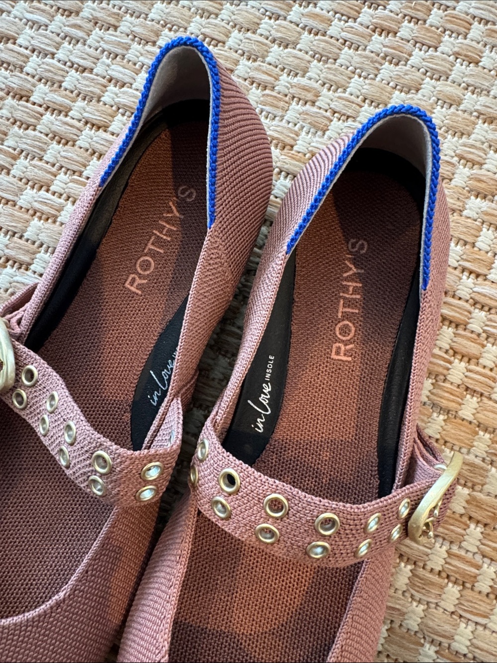 Rothy's Rose Pink Mary Jane Flats with Gold Buckle - Picture 2 of 4